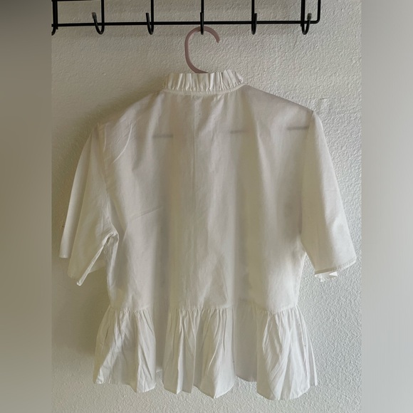 NWT Zara White Lace Button-Up Blouse - Picture 7 of 7